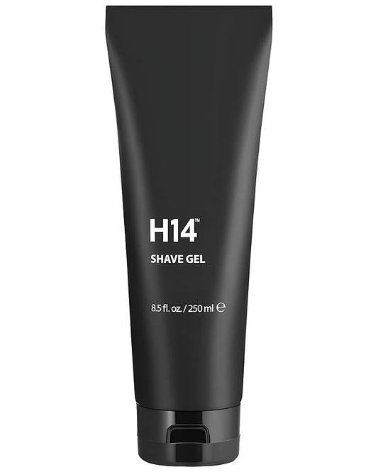 H14 Shave Gel for Men — Clear, Non-Foaming Gel with Glycerin & Panthenol — Soothes Razor Burn for Sensitive Skin — Precision Glide for Beard & Head Shavers — 8.5 fl oz / 250 ml