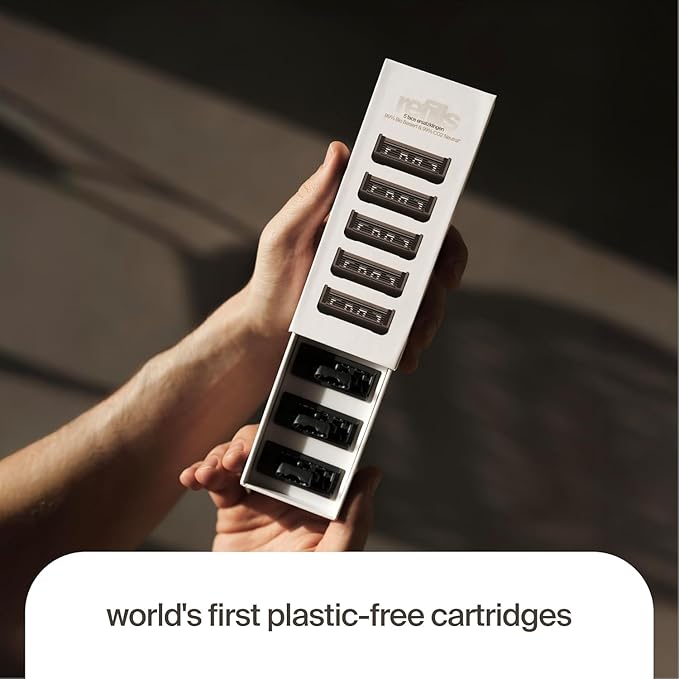 Razeco5 Plastic-Free Cartridges – 5 Plastic-Free Cartridges, 5 Blades – Plastic-Free Shaving for a Zero-Waste Routine (Face)