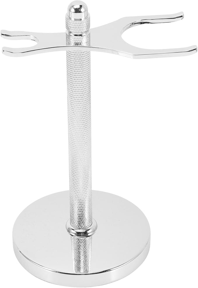 ABOOFAN Razor and Brush Stand for Men, Metal Shaving Razor Holder with 31mm Silver Clamp, Travel-friendly Shaving Brush Display Base for Bathroom Use