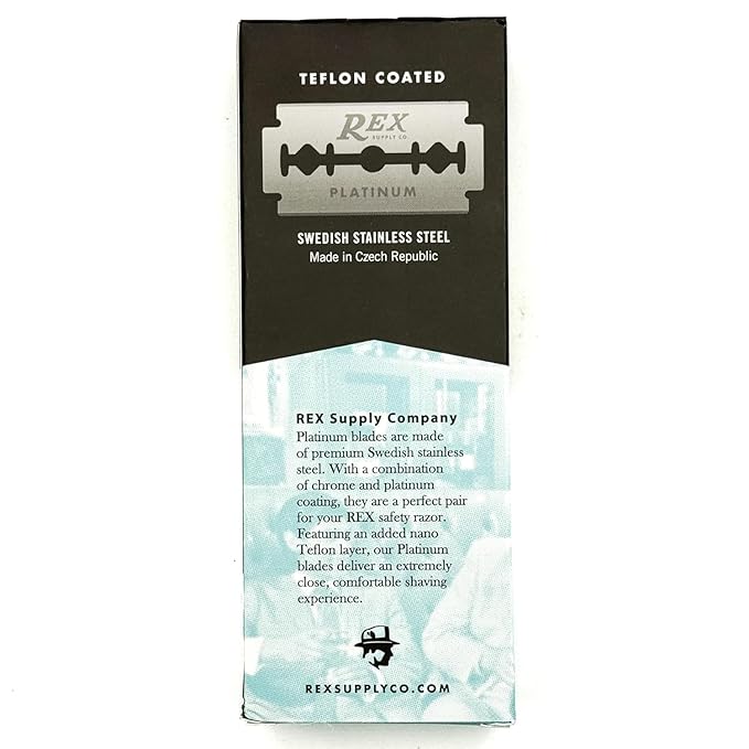 Rex Supply Co., 100 Double Edge Safety Razor Blades, Platinum Coated, Made in the Czech Republic