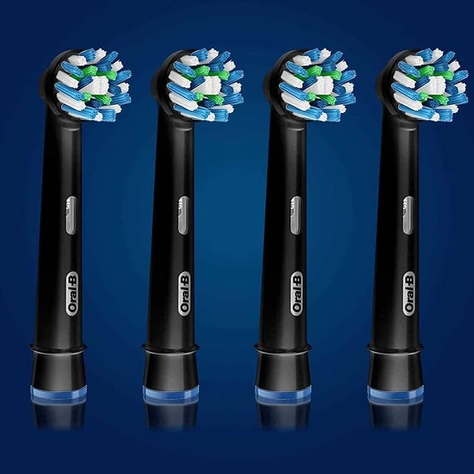 Oral-B Crossaction Electric Toothbrush Replacement Brush Head Refills, Black , 4 Count (Pack of 1)