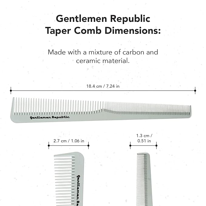Gentlemen Republic Taper Comb for Fades, Blending and Men Hair Cuts – Soft Round Tips, Soft Touch, Strong Teeth with Strong Body – Made for Barbers, at-home Grooming and Styling