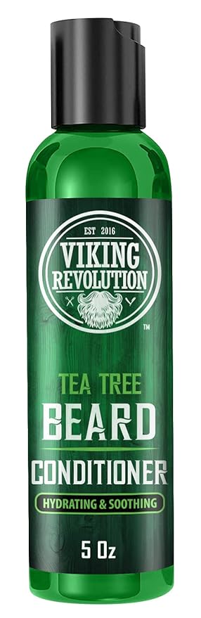 Viking Revolution Tea Tree Beard Wash and Conditioner Set for Men - Natural Beard Softener with Argan Oil, Vitamin E and Ginseng (5 Oz)