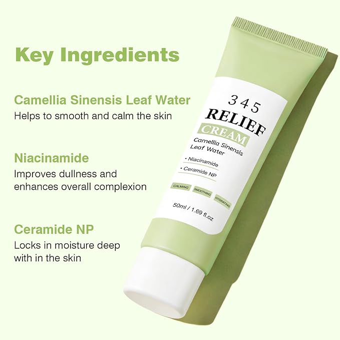 345 Relief Cream, Moisturizer for Acne Scar Recovery with PDRN Niacinamide, Face Acne Cream Treatment for Acne-Prone Scar Skin, Facial Moisturizer for All Skin Women Men - 1.69 floz