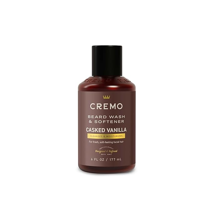 Cremo Casked Vanilla 2n1 Beard Wash & Softener, Specifically Designed to Clean, Moisturize and Soften All Lengths of Facial Hair, 6 Fl Oz