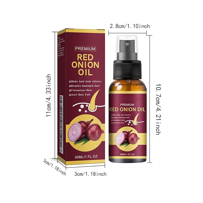 Red Onion Hair Growth Oil Spray for Hair Loss - Strengthens & Repairs Hair Follicles, Volumizes & Promotes Thicker Hair, Scalp Treatment for Men & Women, 30ml