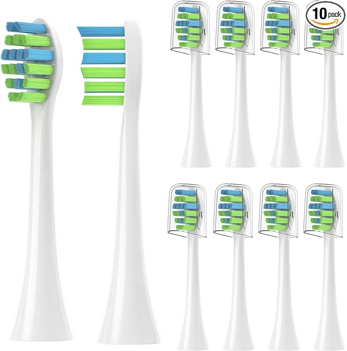 10 Pack Toothbrush Replacement Heads Compatible with 7AM2M AM100/AM105/AM110 Electric Toothbrush, Soft Brush Bristles, White