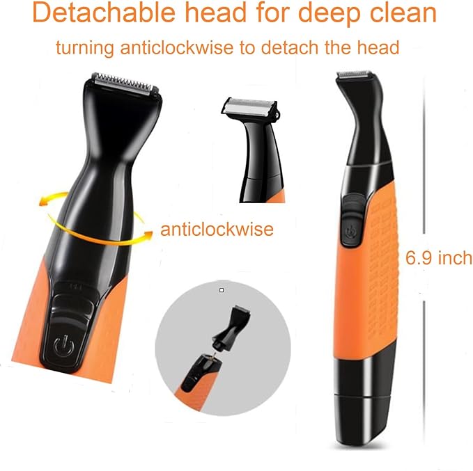 Men Pubic Hair Trimmer,Male Intimate Part Clipper,Wet Dry Groin Razor,Electric Body Hair Removal,Face Beard and Mustache Style Shaver,Portable Bald Detail Head Shaver,Man Grooming Kit