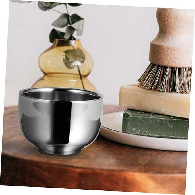 2pcs Travel-friendly Shaving Soap Bowl Men's Stainless Steel Shaving Mug Foaming Function