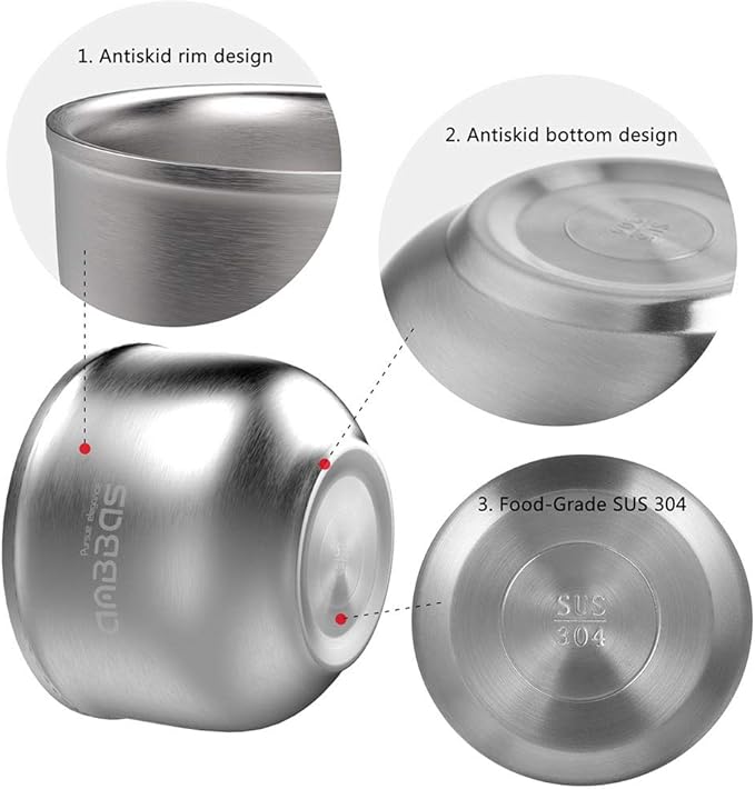 Anbbas Shaving Soap Bowl,3 Layers Food-Grade 304 Stainless Steel Shaving Cream Mug Cup for Brush Men Close Shave(Dia: 4.1 inches)