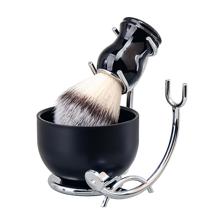 Grandslam Shaving Brush and Bowl Kit for Men, 3 in 1 Shaving Brush Set, Stainless Steel Shaving Bowl and Stand, Shaving Kit for Men