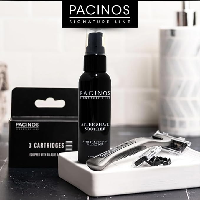 Pacinos After Shave Soother for Men - Moisturizes the Skin and Helps to Prevent Razor Bumps and Ingrown Hairs - With Soothing Lavender and Tea Tree Oil - Helps to Calm Irritating Razor Burn - 2 oz