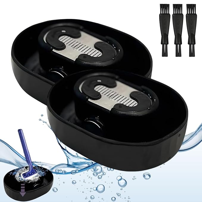 Razor Rinser Cleaner - Cleans Blades, No Electricity Required, Applies to Most Hand Shavers, Say Goodbye to Clogged Razors (Set of 2)