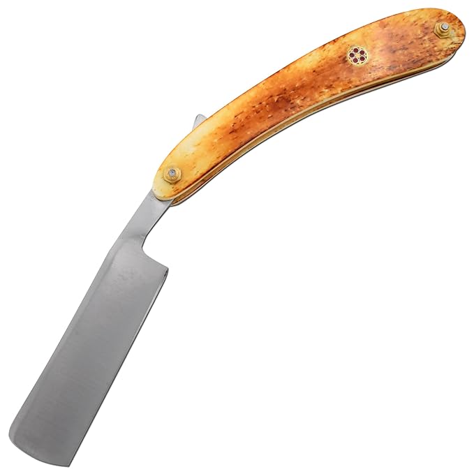 Straight Razor | Straight Edge-Razor Red Wood & Bone Handle- Sharp | High Hardness Stainless Steel Cutthroat Straight Edge Blade | Barber Razor (219)