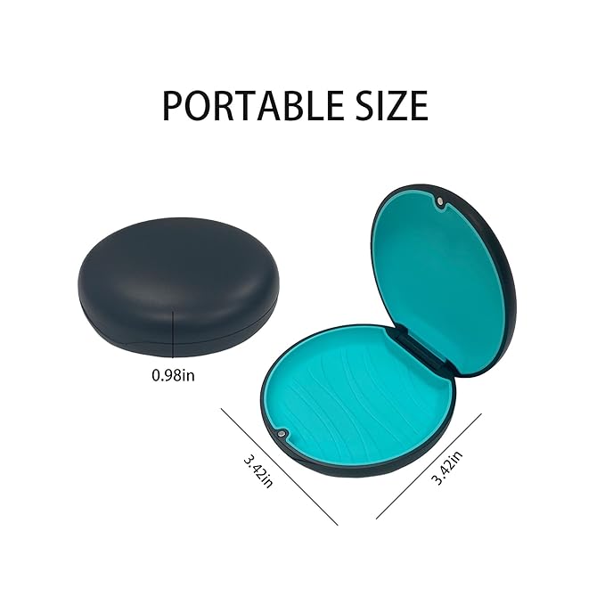 2PCS Retainer Case Compatible with Invisalign,Cute Slim Aligner Case,Customized Magnetic Closure Orthodontic Retainer Cases (2 Pack Black + Cyan Silicone)