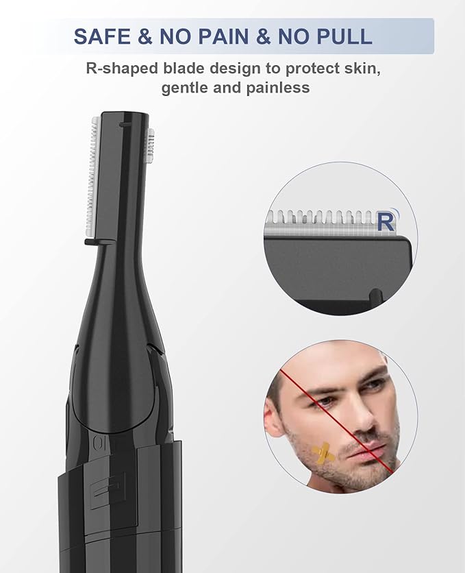Electric Eyebrow Trimmer, Painless Portable Eyebrow Shaper Trimmer Kit for Women Men, Eyebrow Hair Trimmer with Battery for Face Lips Armpit Leg Body