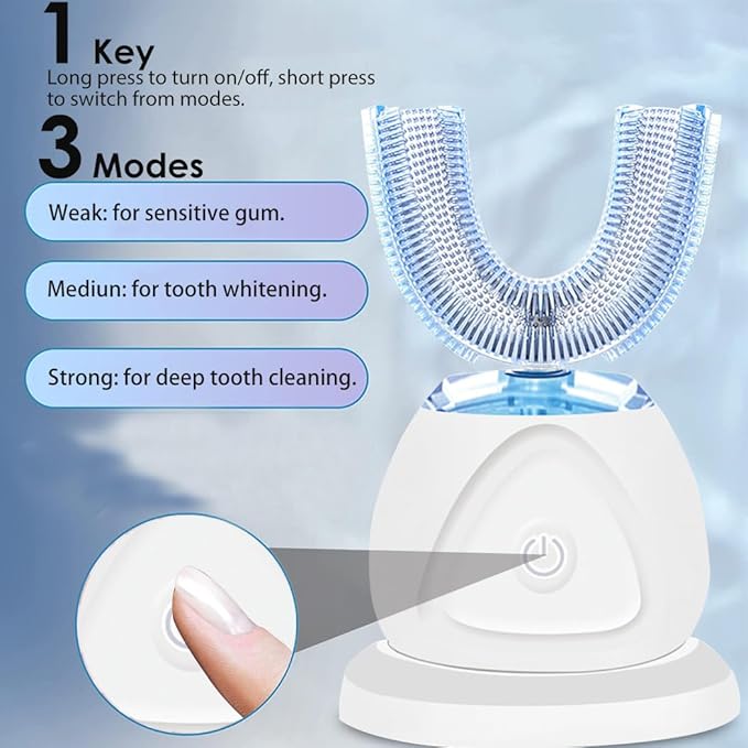 360 Ultrasonic Toothbrush, Automatic Toothbrushes Auto Sonic Tooth Brush, Teeth whitening Brush with Timer & Wireless Charging 360° Ultrasonic Electric Toothbrush for Adult