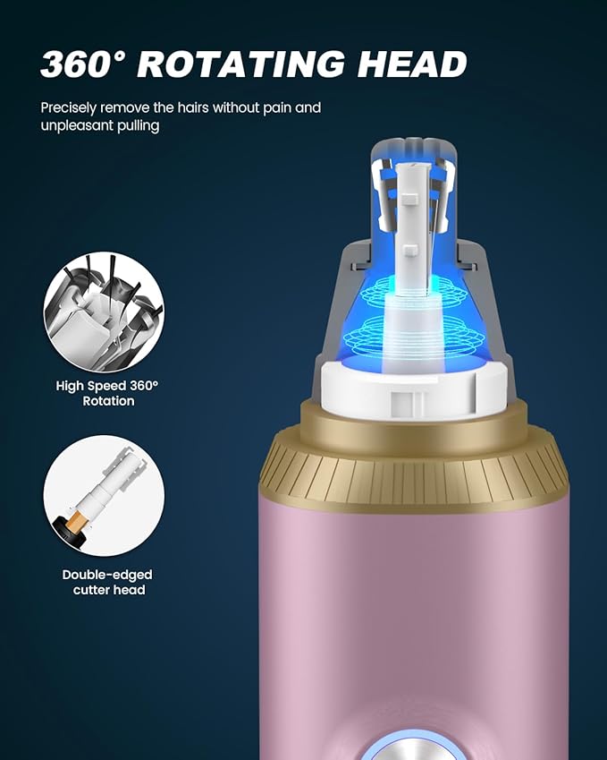 Ear and Nose Hair Trimmer for Men, 2025 Professional Painless USB Rechargeable Eyebrow & Facial Hair Trimmer, 13,000 RPM Precision Tool with Powerful Motor and Dual-Edge Blades, IPX7 Waterproof