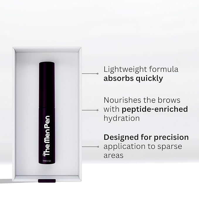 The Men Pen Eyebrow Boosting + Caffeine Kit | Eyebrow, Beard and Hair Filler | Waterproof, Long Lasting, Sweat Proof - Light Brown