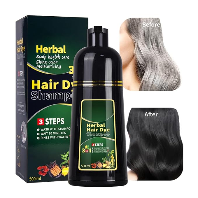 Coffee Hair Dye Shampoo 3 in 1 Herbal Natural Dye Cover Gray, for Women/Men Hair Color for Grey Coverage (Coffee)