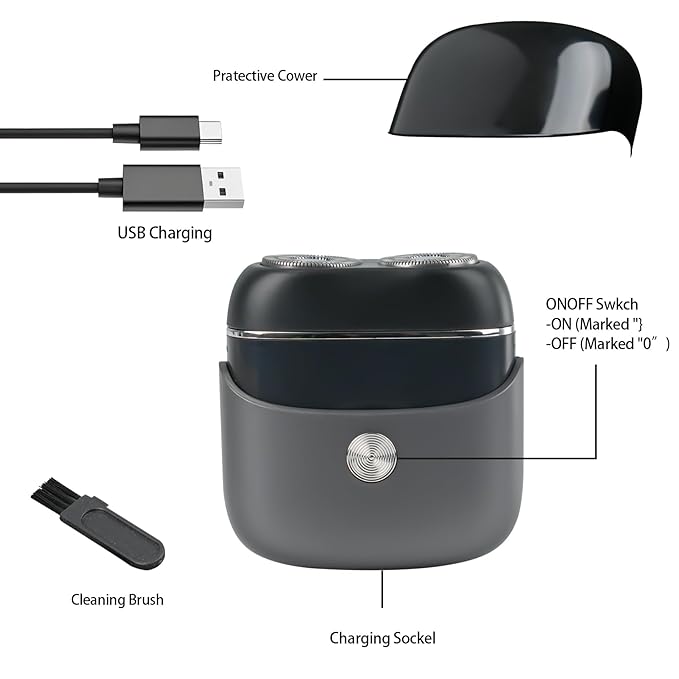 Electric Shaver for Men, Portable Electric Foil Razor, 3-Speed Foil with Double Floating Blades, IPX7 Waterproof Wet and Dry Shavers, 90 Min Runtime, Travel Lock