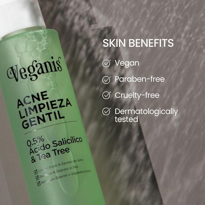 Gentle Acne Cleanser – 0.5% Salicylic Acid & Tea Tree – Daily Face Wash for Oily & Combination Skin – Helps Remove Impurities & Excess Oil – Vegan, Cruelty-Free Gel Cleanser