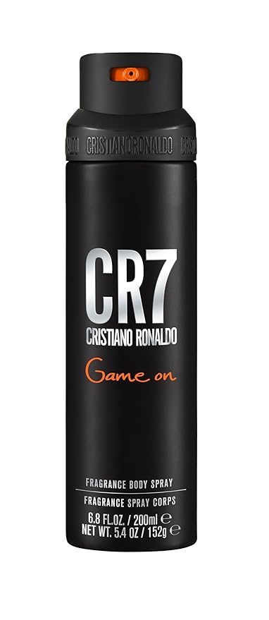 Cristiano Ronaldo CR7 Game On - Aromatic Fragrance For Men - Woody And Alluring Scent - Tropical And Dense Essence - A Dark And Sophisticated Aesthetic - Bold And Long Wearing - 6.8 Oz Body Spray