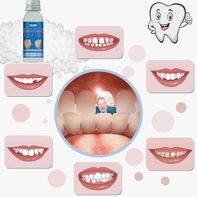 Provisional Teeth, Provisional Fake Teeth Replacement Kit for Provisional Restoration of Missing & Broken Teeth Replacement Dentures, DIY Heat Fit Beads.【100% New 30Ml -2 Bottle】
