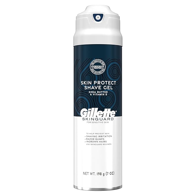 Gillette SkinGuard Shave Gel for Men, 7 oz Skin Protect Shave Gel with Shea Butter and Vitamin E
