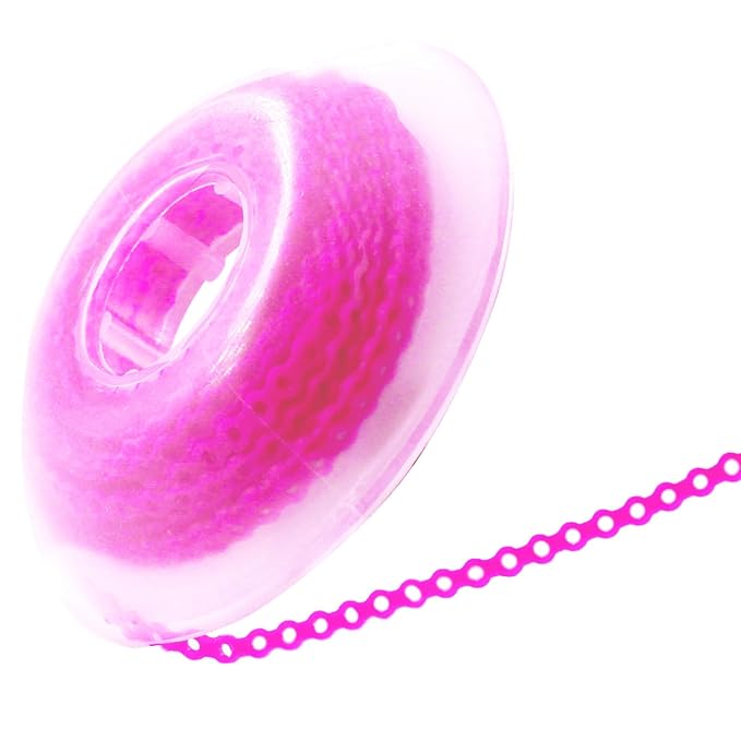 LA MIERE 1 Roll Orthodontic Rubber Chains, Braces Power Chains consisted force in closed, short, long 15'' spools (short, 0.136’’(3.3mm), Neon Pink)