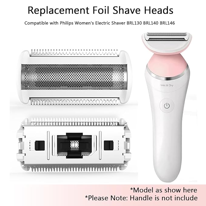 2 Pack BRL140 Replacement Shaver Foil Head Compatible with Philips Women's Electric Shaver BRL140 BRL130 Wet and Dry