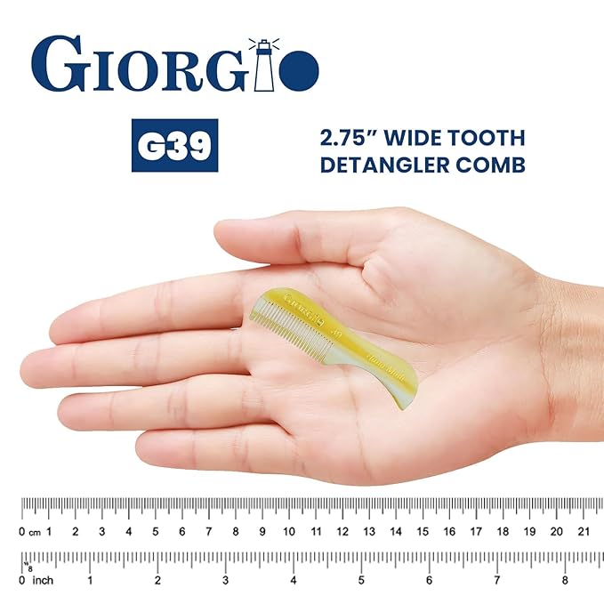Giorgio G39 Extra Small Men's Fine Toothed Beard and Mustache Comb for Facial Hair Grooming and Styling. Add this pocket comb to your hair styling accessories, Saw-Cut and Hand Polished