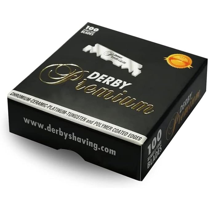 Derby Premium Single Edge Razor Blades, Razor Blades, Single Edge, Ultra Sharp, Chromium - Ceramic - Platinum - Tungsten and Polymer Coated Edges (4)