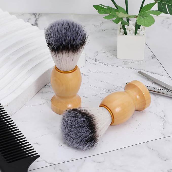 2pcs Men Beard Brush: Gentle Beard Care Soft Bristles Brush With Ergonomic Handle For Precise Grooming - Daily Travel Use
