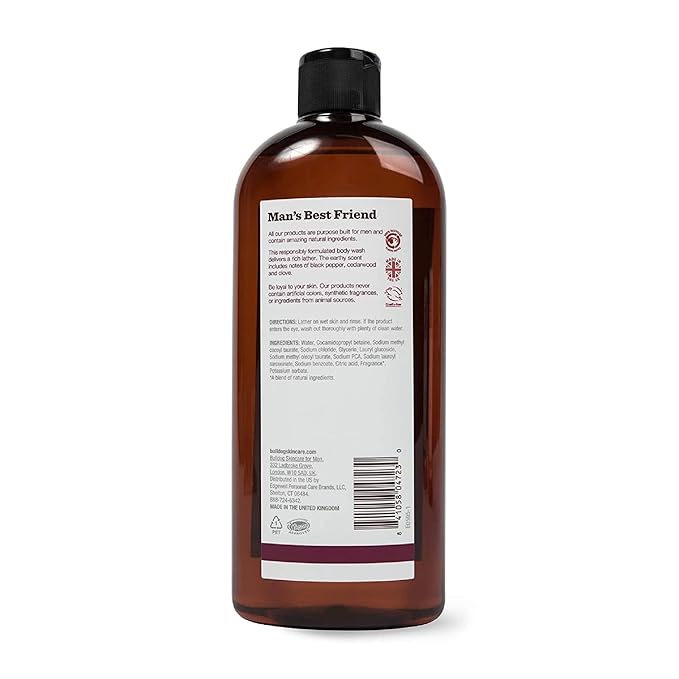 BULLDOG Mens Skincare and Grooming Body Wash Vetiver & Black Pepper, 16.9 Fluid Ounce