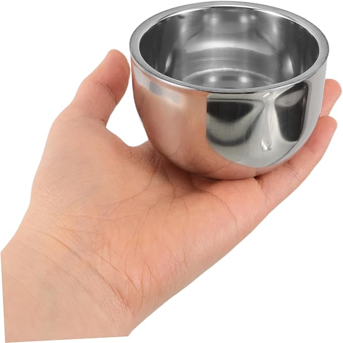 FRCOLOR Double Layer Stainless Steel Shaving Soap Bowl Versatile Travel Shaving Mug for Men for Soap Brushes and Facial Easy to Clean Durable Grooming Accessory