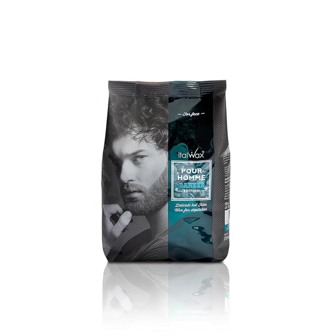 Italwax Pour Homme Barber Edition - 500g / 1.1lb - Hard wax beads for hair removal - Special for man - Natural formulation - Easily removes coarse hairs - Ideal for barber shops