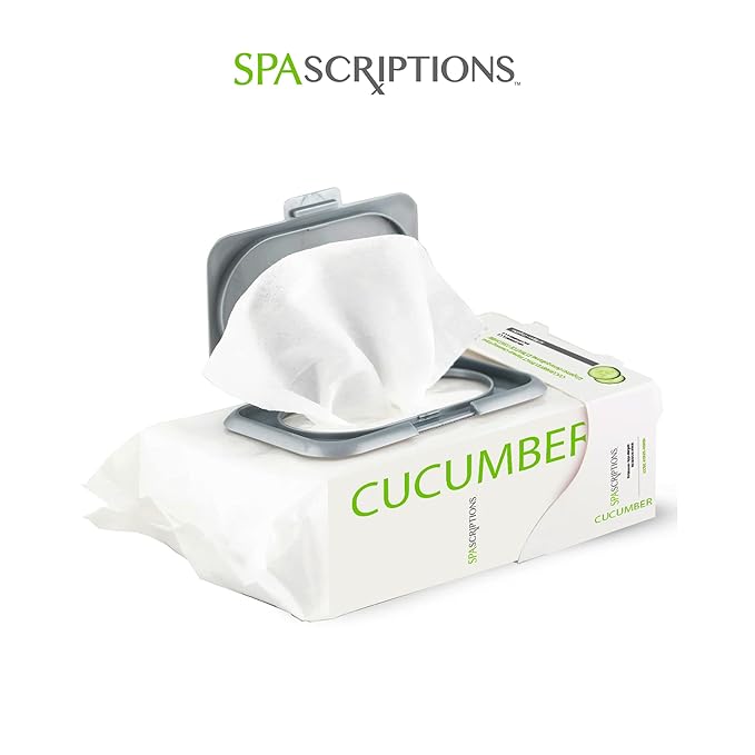SpaScriptions Cucumber Cleansing Facial Wipes - Hydrating & Soothing Makeup Remover Wipes With Vitamin A, C & E For Moisturizing & Youtful Skin, Daily Use Face Wipes For All Skin Types, 1-Pack (60ct)