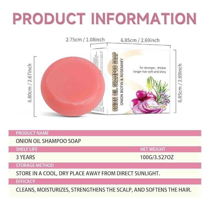 3PCS Onion Rosemary Shampoo Soap, Handmade Soap Oil Control And Dandruff Removal Soap For Both Men & Women