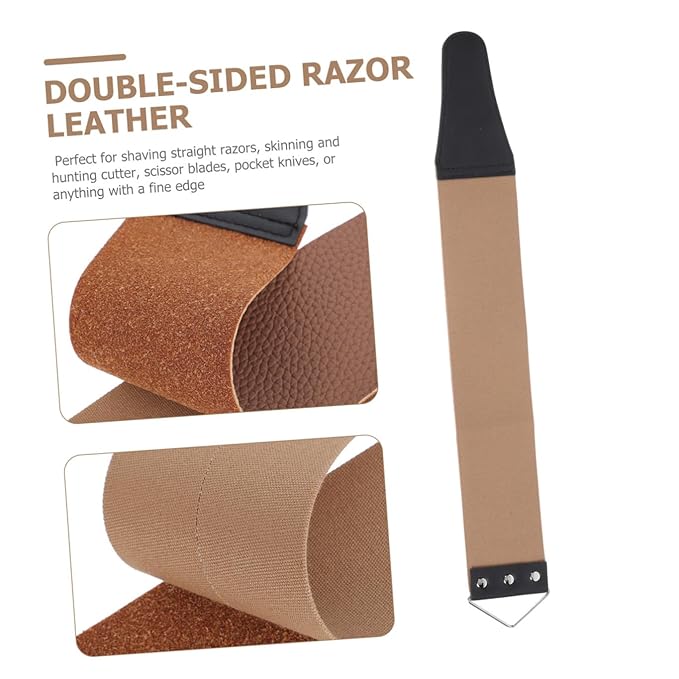 2pcs Dual Sided Razor Strop Sharpening Tool with Hanging Buckle for Smooth Shave Shop Practical Straps for Final Razor Maintenance and Smoothing Random Color