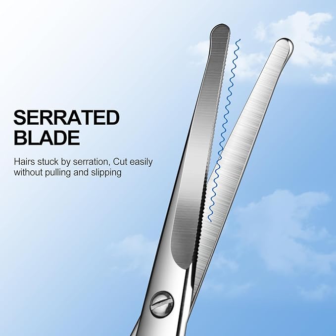 4.1inch round-headed stainless steel small scissors, suitable for trimming facial hair, nose hair, eyebrows, eyelashes, beards, personal care and salon beauty salons (silver)