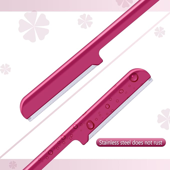 10 Pieces Eyebrow Razor for Women Facial Shaver Razor Brow Shaper Eyebrow Trimmer Dermaplaner Shaping Tool with Cover (Rose Red)