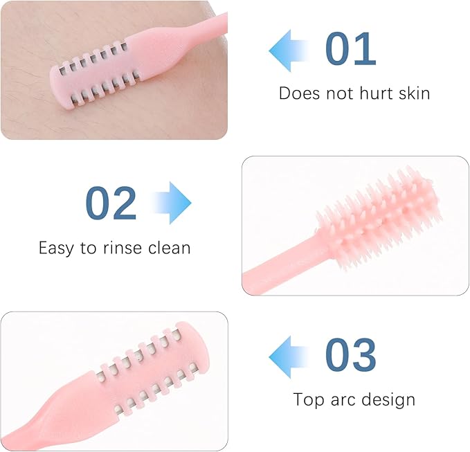 Bremorou Nose Hair Trimmer 3 Pcs Double Sided Knife Cutter 2-in-1 Nose Manual Trimmer 360° Rotating Nasal Hair Razor Portable Cutter Clippers for Men Women (Pink)