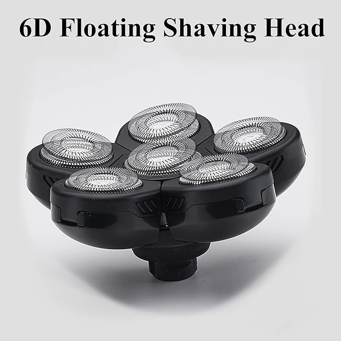 Roziapro Upgrade 6D Electric Shaver Replacement Head Freedom Head Shaver Replacement Blades Head Shavers for Bald Men Replaceable Head Waterproof Blades for Men 5 in 1 Replacement Blade Head(Gray)