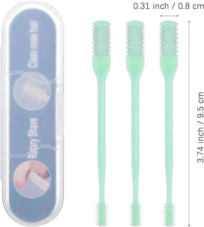 Bremorou Nose Hair Trimmer 3 Pcs Double Sided Knife Cutter 2-in-1 Nose Manual Trimmer 360° Rotating Nasal Hair Razor Portable Cutter Clippers for Men Women (Green)
