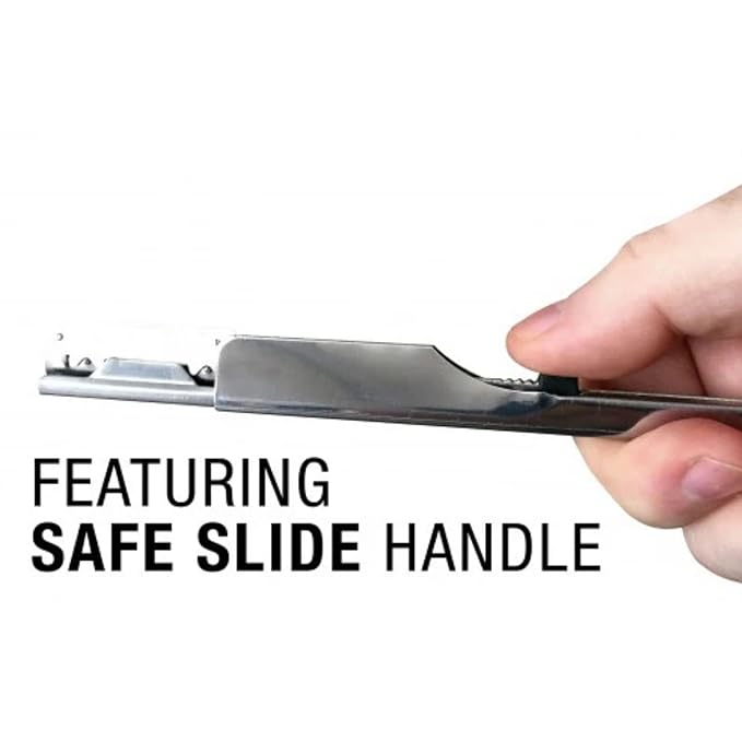 The Shave Factory Black & Silver Straight Edge Razor, Single Edge Blade Compatible Shaving Kit, Easy Replaceable Blade Razor