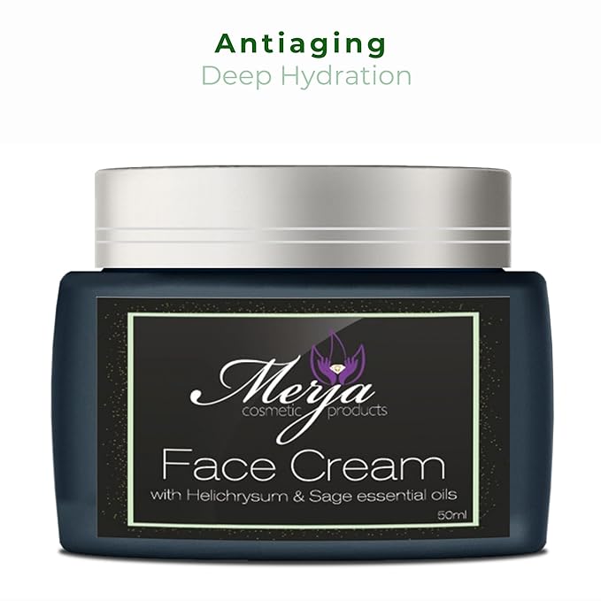 Merja Face cream with Helichrysum & Sage Essential Oils- Day and Night- Face cream with Collagen, Helichrysum oil and sage-Skin Care- Face Moisturizer -Premium Quality 50ml 1.7 oz