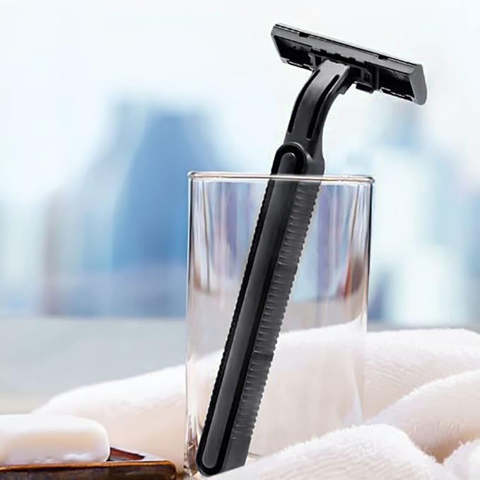 Disposable Razors in Bulk, Bulk Razors with Knife Cap, Black, Individually Packaged Disposable Razors Bulk with Shaving Cream for Hotels, Nursing Homes, Shelters, Homeless, Charities (pack-30)