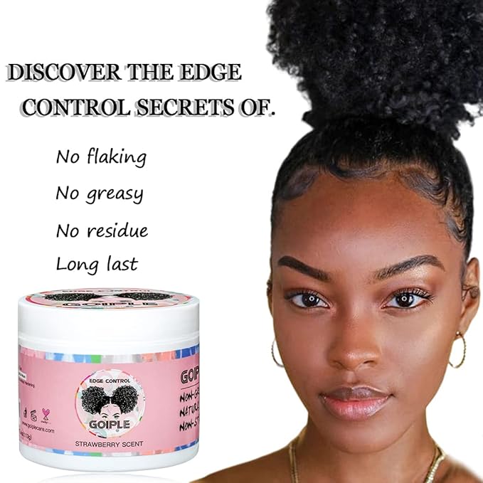 Edge Control Wax for Women Strong Hold Non-greasy, Edge Wax Styling Gel for Black Women Hair No Flaking, White Residue, Shine and Smooth Strawberry Scent 4oz
