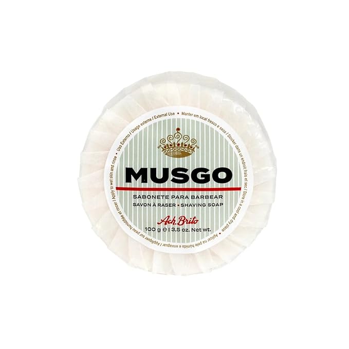 Ach Brito Musgo Shaving Soap, 100g - Made in Portugal, Natural Ingredients, Smooth Shave - Classic Bar Soap for Men - Traditional Portuguese Grooming Essential, White